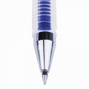 Ручка гелевая CROWN "Hi-Jell", СИНЯЯ, корпус прозрачный, узел 0,5 мм, линия письма 0,35 мм, HJR-500B