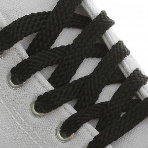 Шнурки для обуви, плоские, 8 мм, 70 см, цвет чёрный