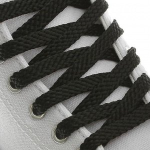 Шнурки для обуви, пара, плоские, 8 мм, 100 см, цвет чёрный