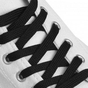 Шнурки для обуви, плоские, 10 мм, 120 см, , цвет чёрный