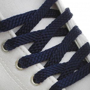 Шнурки для обуви плоские, 10 мм, 90 см, цвет тёмно-синий