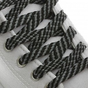 СИМА-ЛЕНД Шнурки для обуви, плоские, 8 мм, 100 см, пара, цвет чёрно-серый