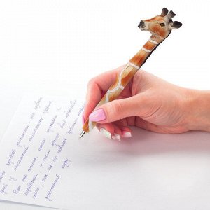 Ручка фигурная "Животные", СИНЯЯ, 4 дизайна ассорти, линия письма 0,5 мм, дисплей, BRAUBERG, 142763
