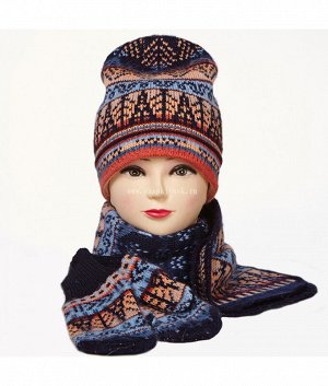 Пятиклинка-колпак тройка Комплект (шапка+шарф+варежки)