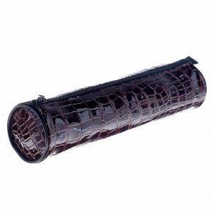 Пенал-тубус для кистей, мягкий, 255 х 65 мм , экокожа 7К27, коричневый