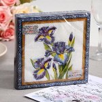 Салфетки бумажные New Line FRESCO Ирисы, 2-слоя 20 листов 33*33
