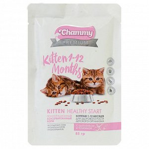 Chammy Premium для котят (1-12 мес.) пауч цыпленок и телятина 85г*24