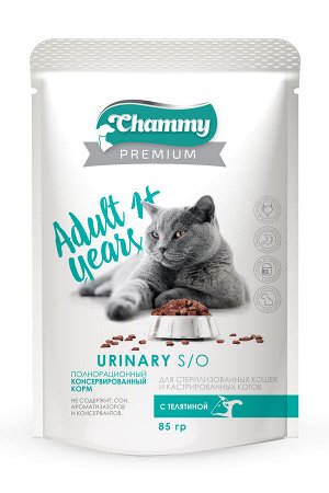 Chammy Premium для кошек пауч стерилизованных/кастрированных с телятиной 85г*24