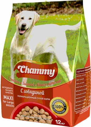 Chammy полнорационный для собак средних и крупных пород с Говядиной 12кг *1