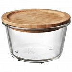 IKEA 365+ ИКЕА/365+ | Контейнер для продуктов с крышкой, круглой формы стекло/бамбук | 600 мл