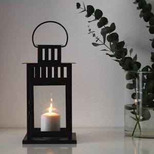 BORRBY, фонарь для блочной свечи, черный / уличный, 28 см