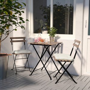TARNO ТЭРНО | Садовый стол, черный/светло-коричневая морилка | 55x54 см