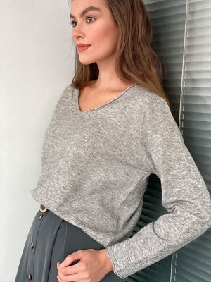 S3137 Тонкий пуловер в цвете "серый меланж"
