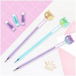 Ручка шариковая MESHU &quot;Cute Cats&quot; синяя, 0,7мм, перламутр, софт-тач, ассорти