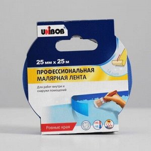 Профессиональная малярная лента UNIBOB для наружных работ 25мм х 25м синяя
