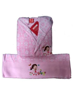 Халат+полотенце детские  NILOYA HEART 1-2 розовый