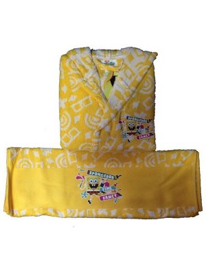 Халат+полотенце детские  SPONGE BOB 5-6 желтый