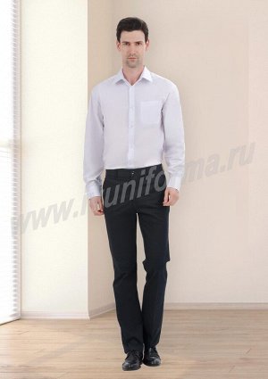 Рубашка официанта мужская белая "Алвис" (длинный рукав) для продавцов оптом