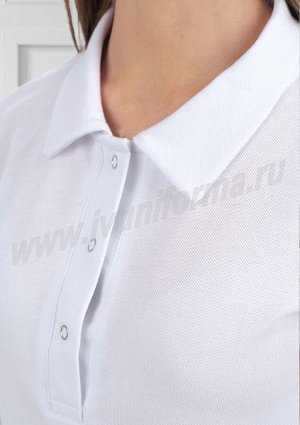 Рубашка - поло белая женская (длинный рукав) оптом