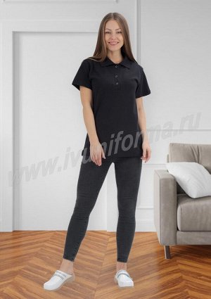 Рубашка - поло черная женская (короткий рукав) оптом
