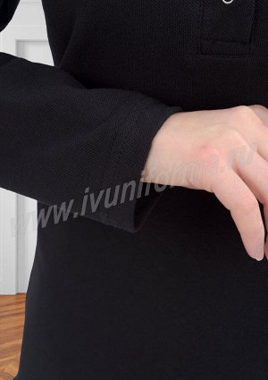 Рубашка - поло черная женская (длинный рукав) оптом