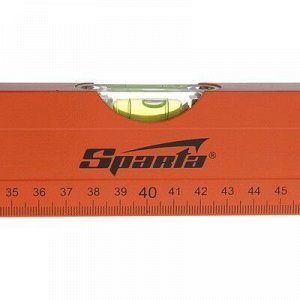 Уровень SPARTA, 80 см, алюминиевый, 3 глазка, оранжевый, линейка