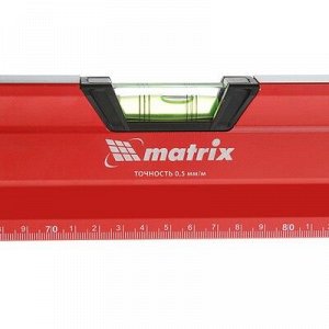 Уровень MATRIX, 150 см, алюм., фрезер., 3 глазка (1 зеркал.), 2-х комп. ручки, магнит