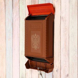 Ящик почтовый, пластиковый, «Премиум», с замком, коричневый