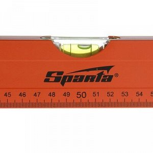 Уровень SPARTA, 100 см, алюминиевый, 3 глазка, оранжевый, линейка