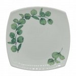 Тарелка обеденная, d 22 см, опаловое стекло, квадратная, LEAF, 6/72