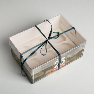 Коробка на 6 капкейков «23 Февраля», 23 x 16 x 10 см