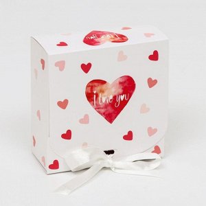 Подарочная коробка сборная с окном "I LOVE YOU", 11,5 х 11,5 х 5 см