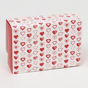 СИМА-ЛЕНД Подарочная коробка сборная с окном &quot;Сердца&quot;, 16,5 х 11,5 х 5 см
