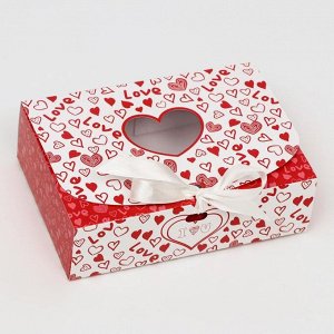 Подарочная коробка сборная с окном "I LOVE YOU " 16,5 х 11,5 х 5 см