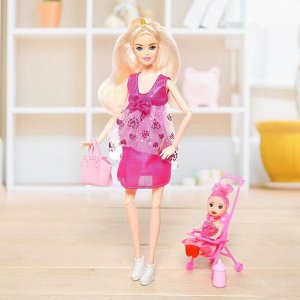 Кукла-модель «Наташа» беременная, шарнирная, с ребёнком и аксессуарами, МИКС