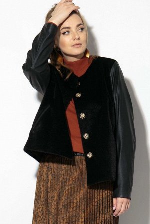Куртка Куртка SOVA 11116 
Состав ткани: Вискоза-50%; ПЭ-50%; 
Рост: 164 см.

Куртка для переменчивой ранней осени. Сочетание разных материалов делает ее стильное и современной . Полочка и спинка курт