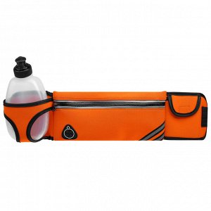 Сумка спортивная на пояс 45х9 см с бутылкой 15х8х3 см, 2 кармана, цвет оранжевый