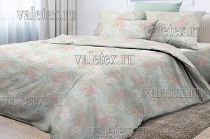 Комплекты постельного белья из бледно-зеленой бязи люкс Милослава с красно-розовыми цветами 1.5 СП