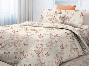 Комплекты постельного белья из светло-бежевой бязи люкс Мармалато с коричневыми бабочками 1.5 СП