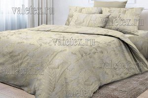 Комплекты постельного белья из бледно-желтой бязи люкс Янтарный сад с бело-серыми цветами 1.5 СП