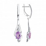 Серьги из серебра с аметистами и фианитами