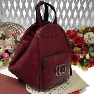 Шикарная сумка-рюкзак Co_GO из эко-кожи стильной фактуры цвета спелой вишни.