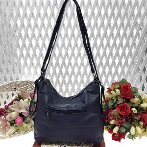 Функциональная сумка-рюкзак Bestar из качественной матовой эко-кожи цвета тёмный индиго.
