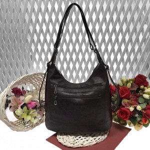 Функциональная сумка-рюкзак Verita из качественной матовой эко-кожи кофейного цвета.