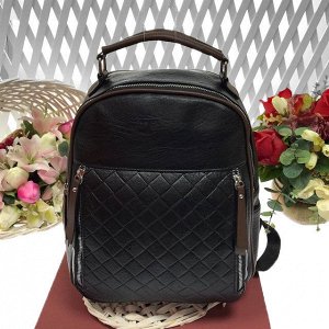 Модный рюкзак Omnia из плотной эко-кожи чёрного цвета.
