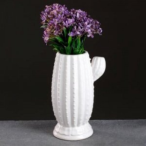 Кашпо-вазочка керамическое "Кактус" белое 14*21см