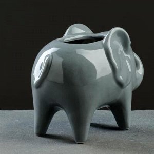 Кашпо керамическое "Слон серый" 16*9*13см