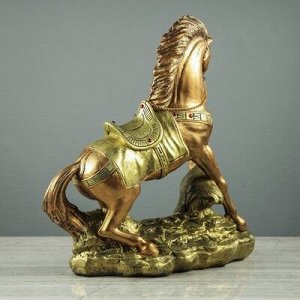 Сувенир "Конь на дыбах", золотистый, 37 см
