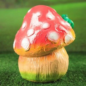 Садовая фигура "Гриб улыбка", разноцветный, 23 см
