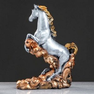 Сувенир "Конь на дыбах" 44 см, серебро, микс